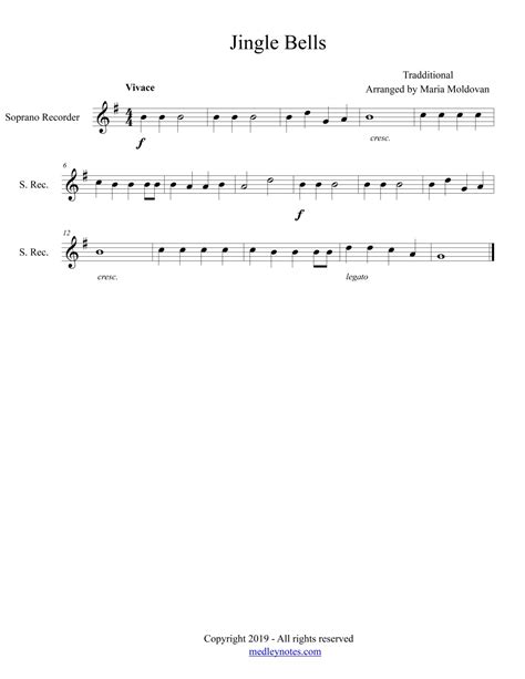 jingle bells  recorder medleynotes