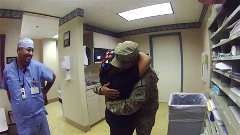 Soldier Surprises Mom At Work Youtube