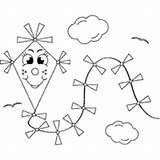 Kite Coloring Pages Surfnetkids Flying sketch template