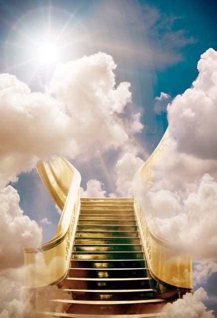 Laeacco Shining Gold Stairs To Heaven Clouds Sky Newborn