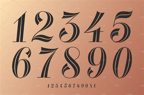 numbers set french didot style fontes de letra de mao designs de tatuagem fontes de letra
