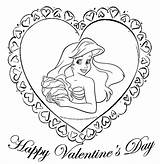 Princess Coloring Pages Valentine Book Disney Ariel Valentines Little Printable Heart sketch template