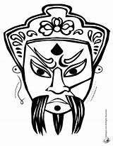 Coloring Pages Chinese Mask Masks Printable Man Kids Opera Halloween Template Clipart Fantasy Print Easy Clip Iron Dragon Scary Sketch sketch template