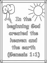 Coloring Pages Genesis Creation God Kids Created Beginning Christian Bible Printable Earth Verses Verse Children Preschool Activities School Sunday Clipart sketch template