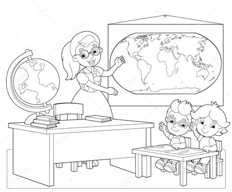 coloring page  classroom illustration   children