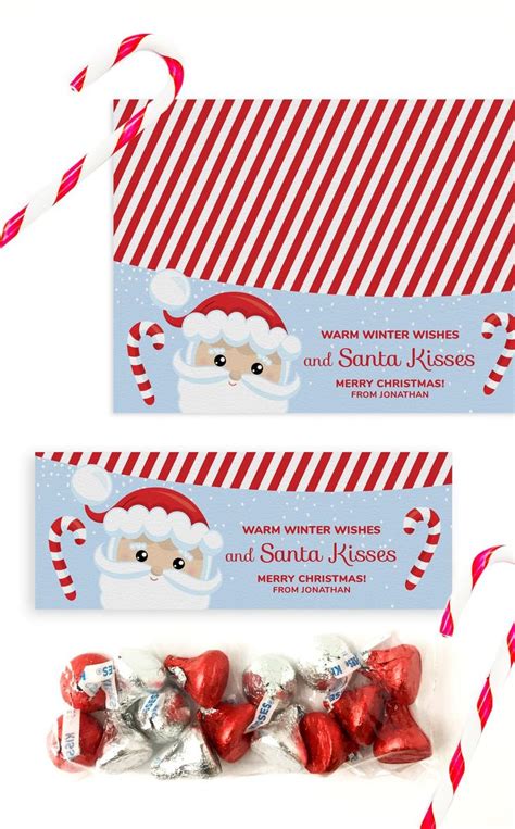 printable santa christmas treat bag toppers diy gift idea  kids