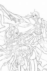 Fate Stay Night Rwby Lineart Coloring Pages Completed Part Comments Template sketch template