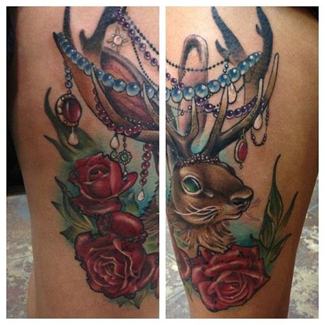 jackalope tattoo finished   night  fun