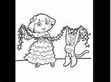 Pages Dora Coloring Christmas Explorer Getdrawings Getcolorings Color Template sketch template