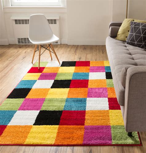 woven modern rug squares multi geometric accent    area rug