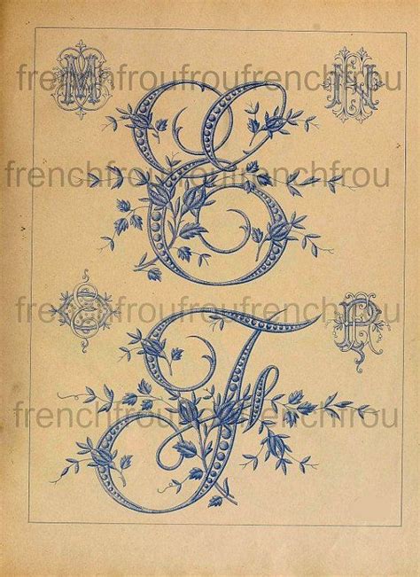Descarga Digital Patrón De Bordado Antiguo Alfabeto Francés Capullos De