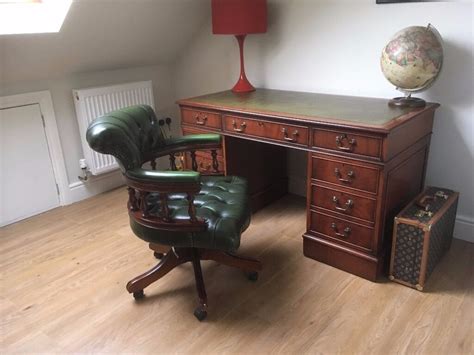 leather top desk  chesterfield chair  watford