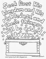 Coloring Pages Printable Kingdom First Kids Bible Verse Seek Matthew Scripture 33 Colouring Sheets Color Doodles Sunday School God Verses sketch template