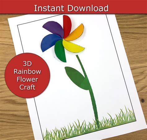 rainbow flower craft template printable kids craft easy flower