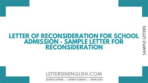 letter  reconsideration  school admission sample letter