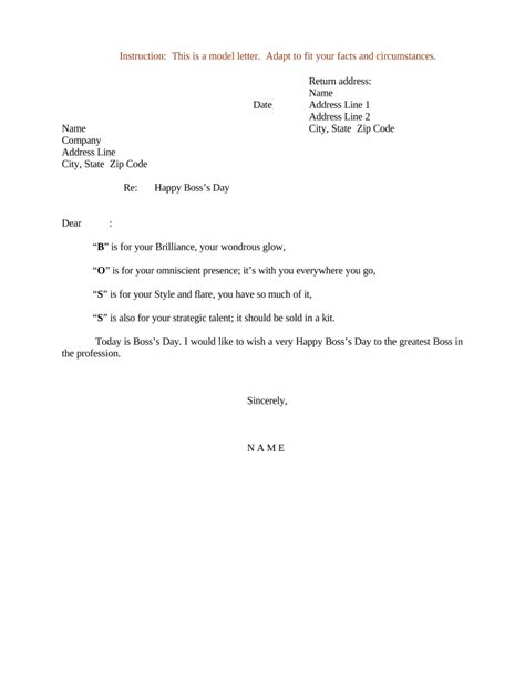 sample letter boss  template pdffiller
