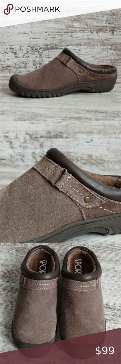 sporto taupe suede leather  clog suede leather leather