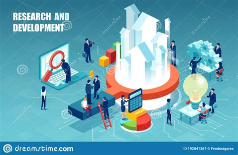 research and development concept vector of businesspeople working as a