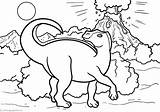 Coloring Pages Volcano Dinosaur Front sketch template