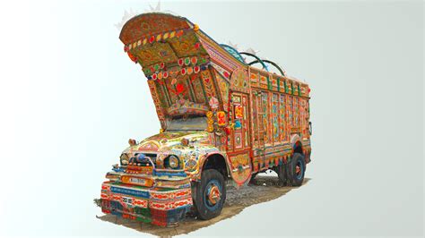 indian decorated truck  model  peter de sketchfab