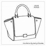 Handbag Disegno Cad Borsa Celine Trapeze Technical sketch template