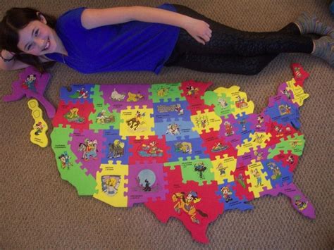 disney united states map floor puzzle    thick soft foam rare mickey