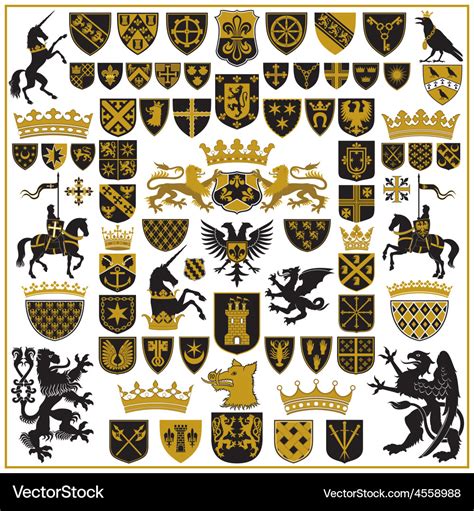 heraldry crests  symbols royalty  vector image
