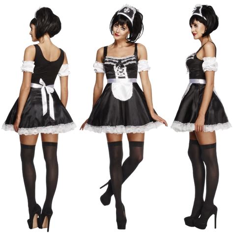 womens flirty french maid fancy dress costume womens sexy maid outfit