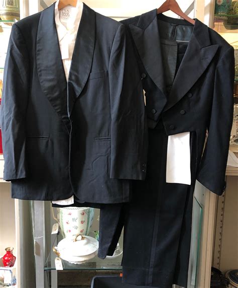 lot vintage black wool tailed tuxedo set circa   evening tuxedo set