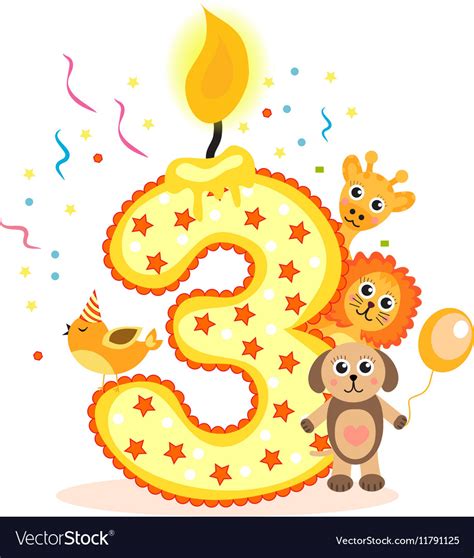 happy  birthday candle  animals isolated vector image