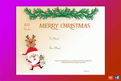 edit holiday certificate   christmas gift certificate