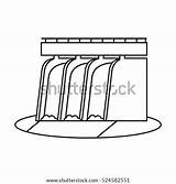 Dam Water Coloring Plant Template Sketch Hydroelectric sketch template