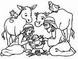 Nativity Coloring Pages Printable Kids Animals Scene sketch template