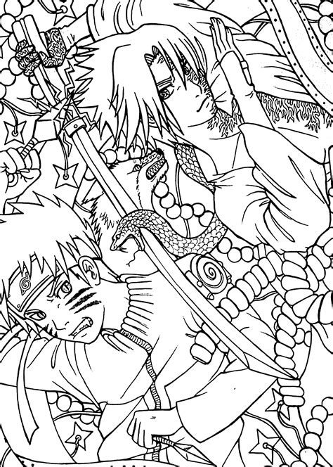 naruto  sasuke anime coloring pages  kids printable