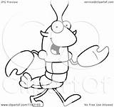 Mascot Crawdad Lobster Walking Character Clipart Cartoon Thoman Cory Outlined Coloring Vector 2021 sketch template