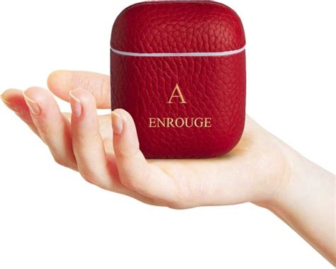 enrouge airpods case flame red luxe hoesje van echt leer gepersonaliseerd met naam bolcom
