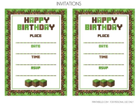 Free Minecraft Party Invitations Minecraft Birthday