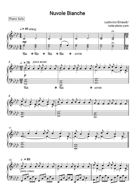 Ludovico Einaudi Nuvole Bianche Sheet Music For Piano [pdf] Piano