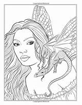 Coloring Pages Fairy Dragon Fantasy Stokes Anne Adult Printable Books Pets Amazon Template Adults sketch template