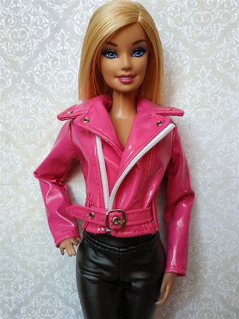 barbie clothes barbie leather biker jacket barbie outfit etsy