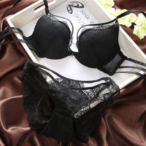 summer sexy lace hollow underwear embroidery bra set thin cup padded