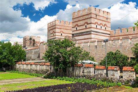 ancient walls  constantinople architecture stock