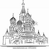 Cathedral St Moscow Vector Shutterstock Basil Basils Preview sketch template
