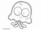Coloring Jellyfish Pages Cartoon Printable Kids sketch template