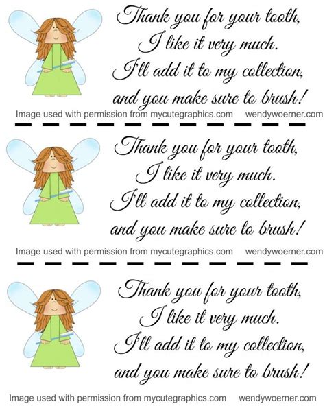 note   tooth fairy printable poem   tooth fairy