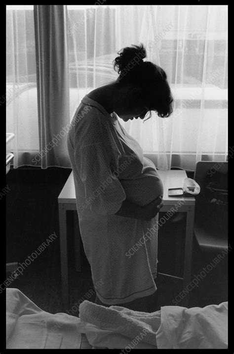 Pregnant Woman In Labour Stands In A Hospital Ward Stock Image M810
