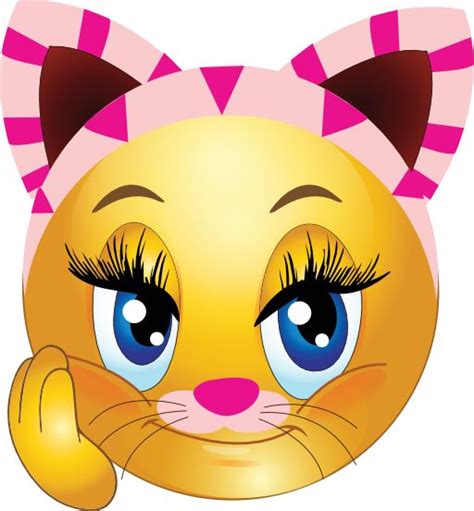 kitty cat smiley emoji drôle emoticone amour et fleurs