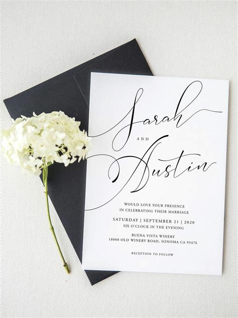 minimal  wedding invitation set template modern simple invitation