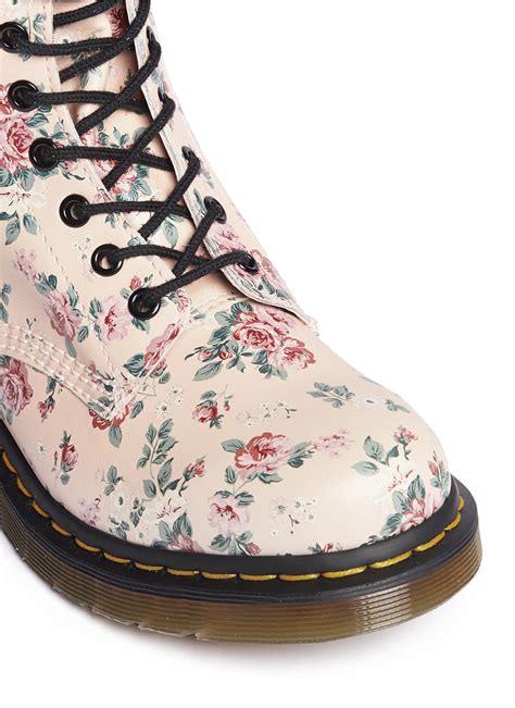 dr martens  floral print lace  leather boots lyst