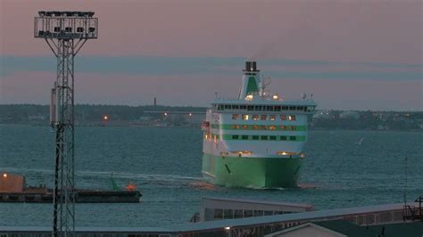 ferry returning  port  stock video